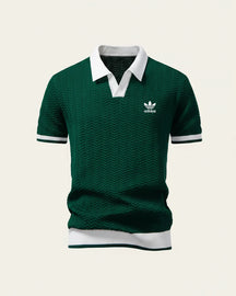 St. Martin Co AD Court Knit Open-Collar Polo Shirt — detail view