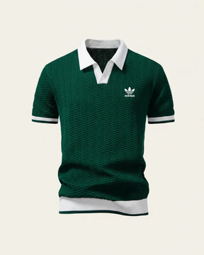 St. Martin Co AD Court Knit Open-Collar Polo Shirt — detail view
