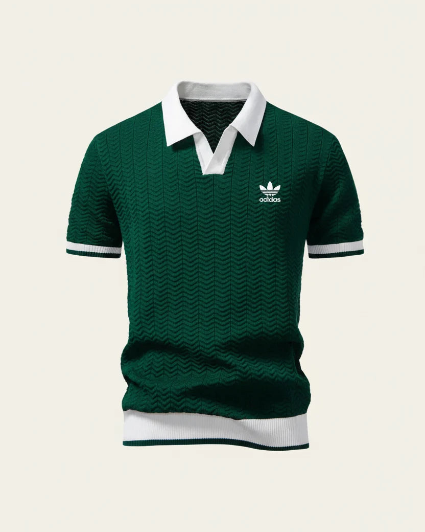 St. Martin Co AD Court Knit Open-Collar Polo Shirt — detail view