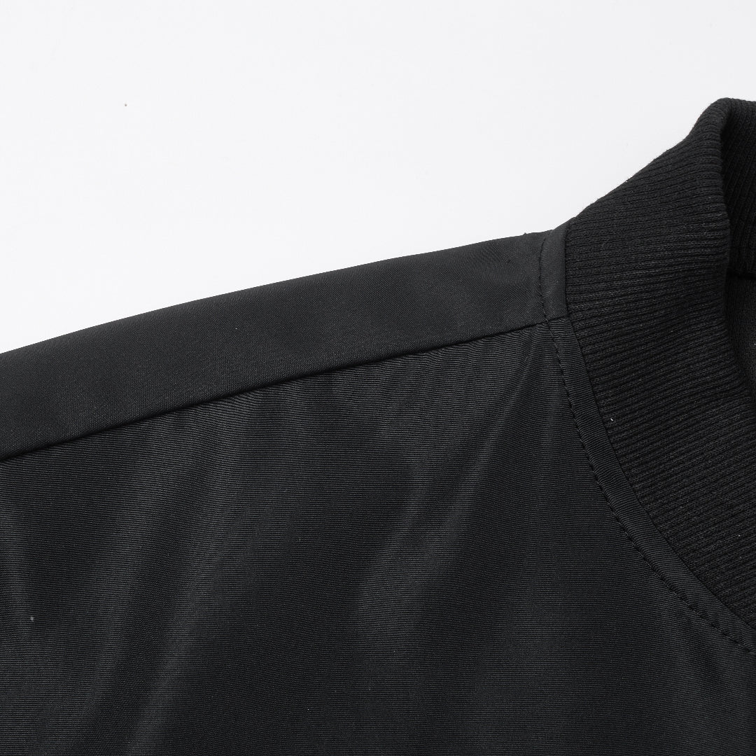 St. Martin Co Black Structured Bomber With Ribbed Trim — detail view
