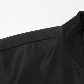 St. Martin Co Black Structured Bomber With Ribbed Trim — detail view