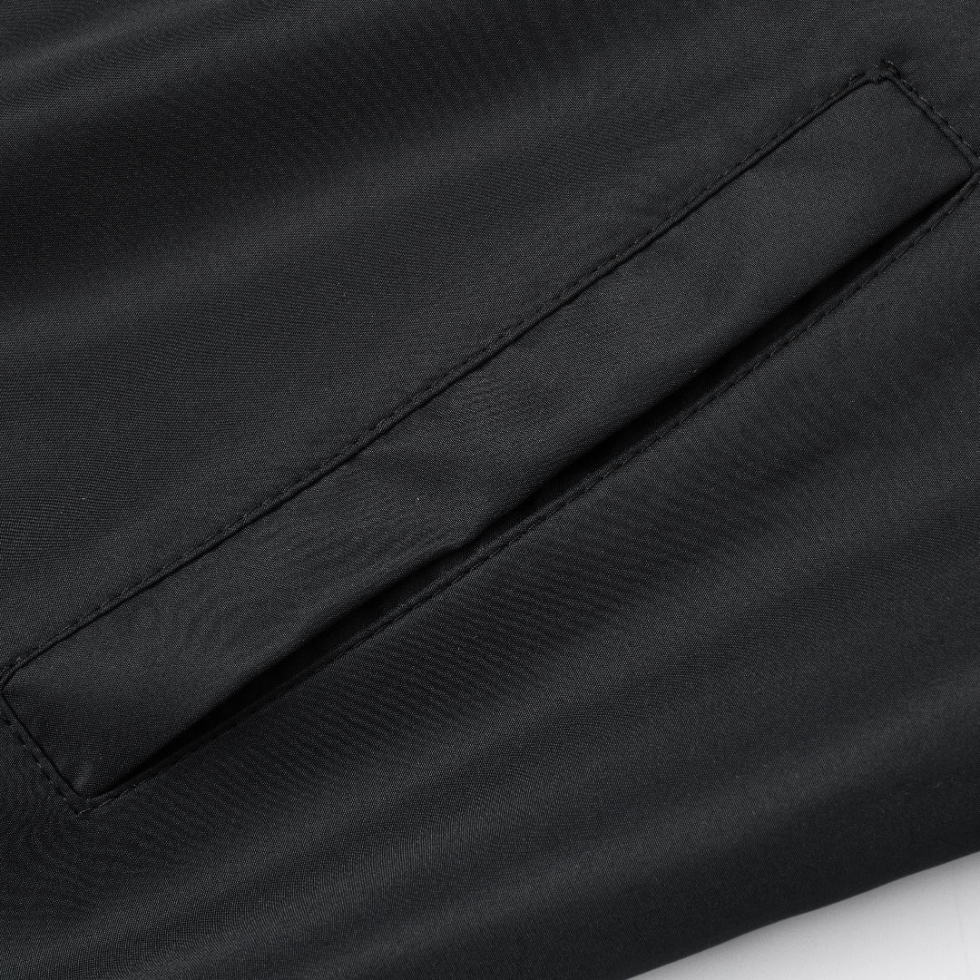 St. Martin Co Black Structured Bomber With Ribbed Trim — detail view