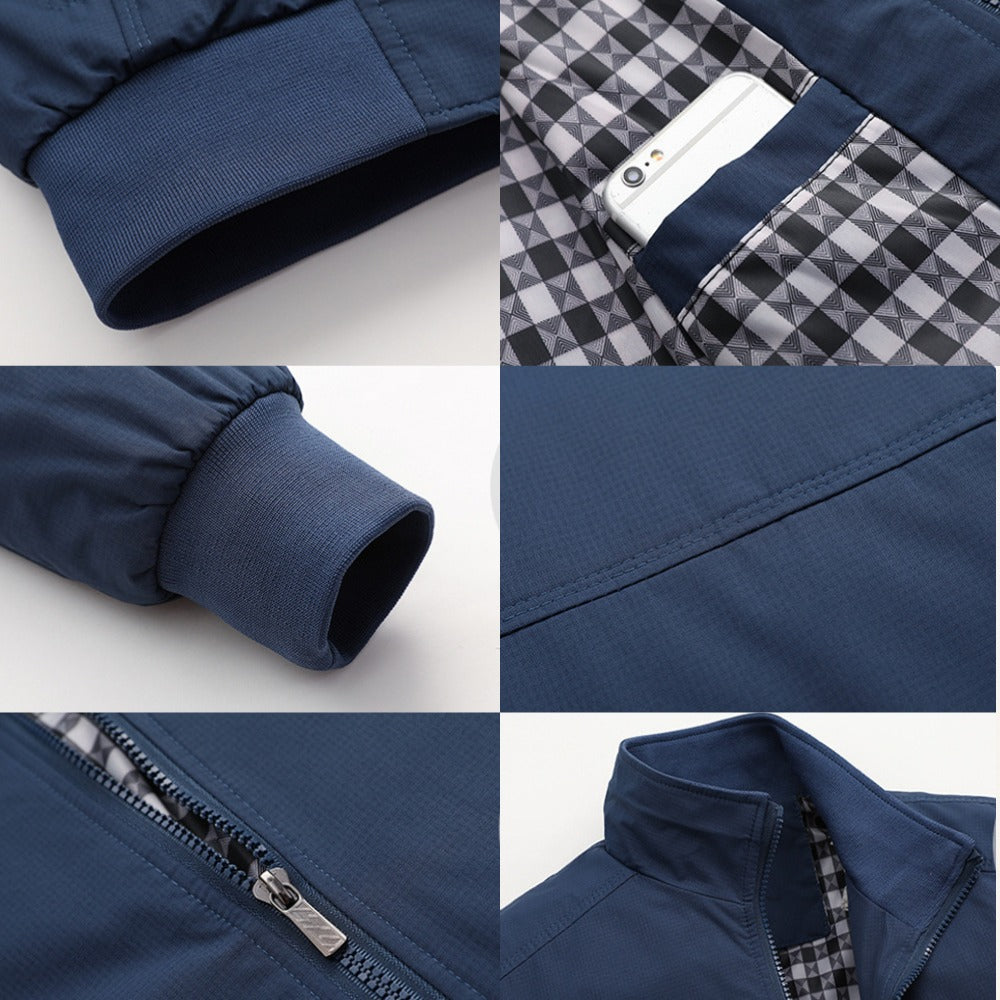 St. Martin Co Navy Harrington Zip Jacket Printed Lining — detail view