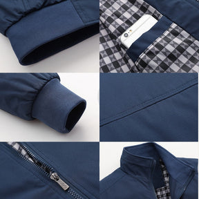 St. Martin Co Navy Harrington Zip Jacket Printed Lining — detail view