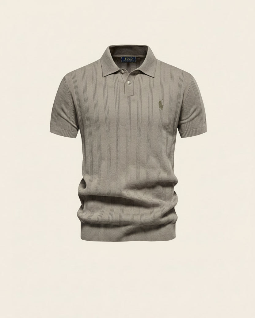 St. Martin Co RL Ribbed Knit Short Sleeve Polo — lifestyle view
