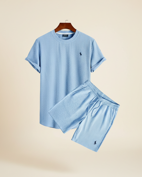 St. Martin Co RL Navy Waffle-Knit Shorts and Tee Set — detail view