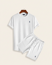 St. Martin Co RL Navy Waffle-Knit Shorts and Tee Set — detail view