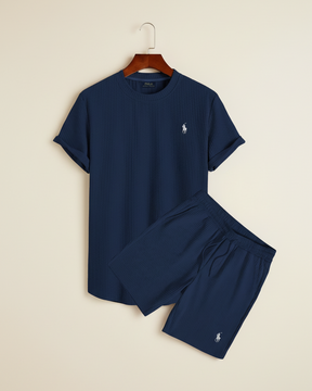 St. Martin Co RL Navy Waffle-Knit Shorts and Tee Set — detail view
