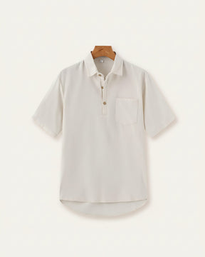 St. Martin Co Ecru Short-Sleeve Popover Polo Shirt — front view