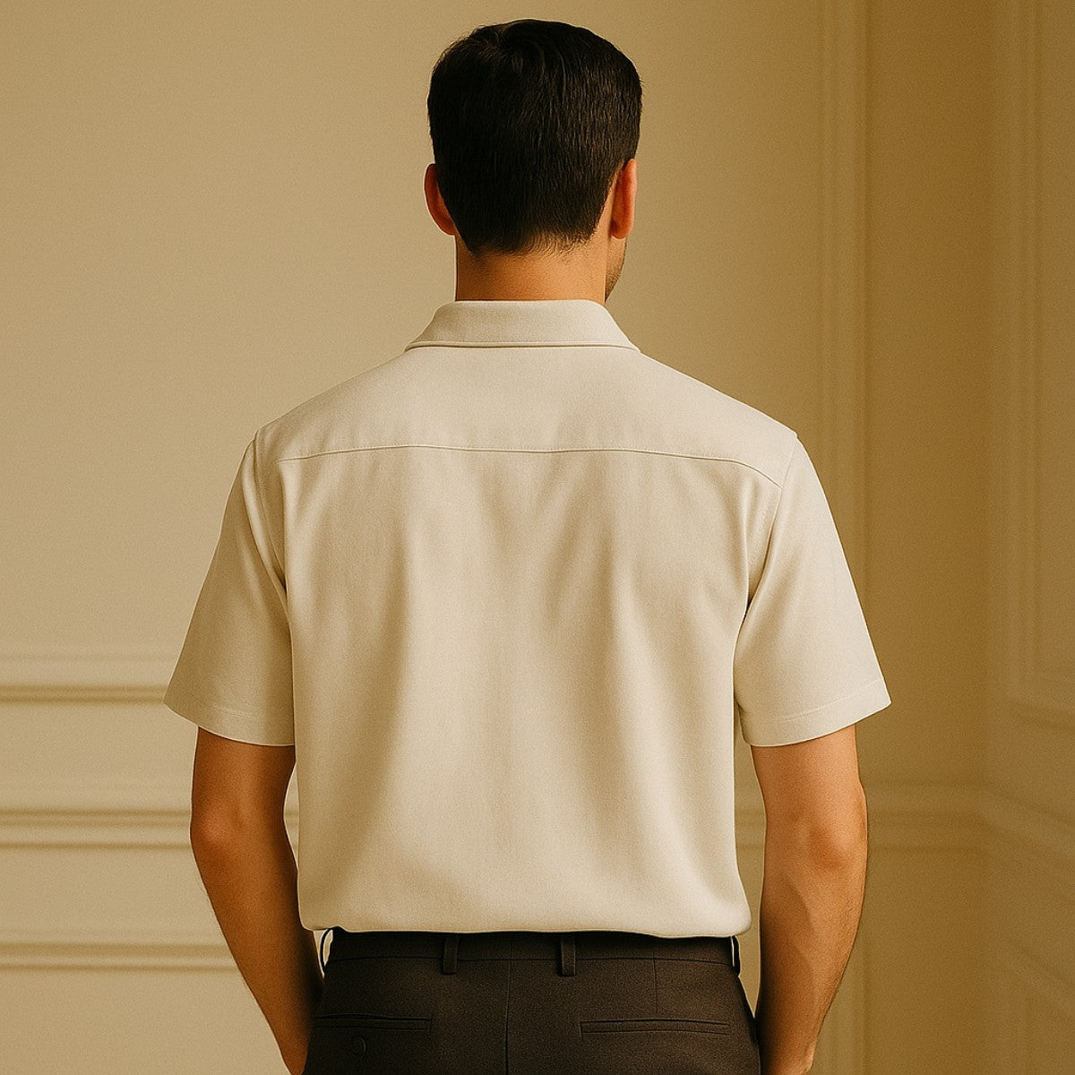 St. Martin Co Ecru Short-Sleeve Popover Polo Shirt — lifestyle view