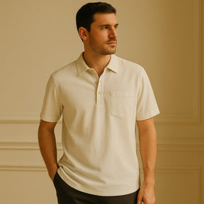 St. Martin Co Ecru Short-Sleeve Popover Polo Shirt — side view