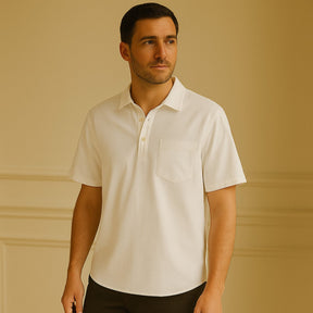 St. Martin Co Ecru Short-Sleeve Popover Polo Shirt — detail view