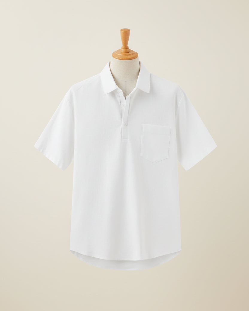 St. Martin Co Ecru Short-Sleeve Popover Polo Shirt — detail view