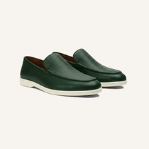 St. Martin Co Grained Leather Loafer with White Sole — detail view
