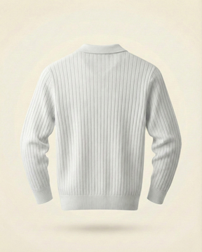 St. Martin Co Ribbed Knit Polo Collar Sweater Tobacco — detail view