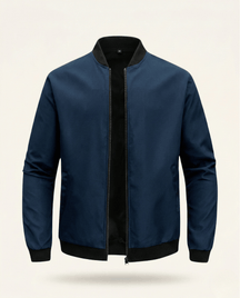 St. Martin Co Black Structured Bomber With Ribbed Trim — detail view