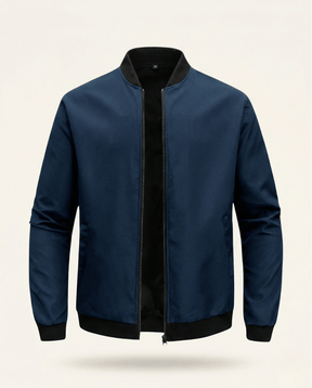 St. Martin Co Black Structured Bomber With Ribbed Trim — detail view