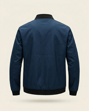 St. Martin Co Black Structured Bomber With Ribbed Trim — detail view