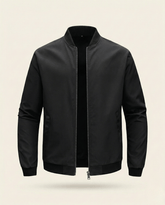 St. Martin Co Black Structured Bomber With Ribbed Trim — back view