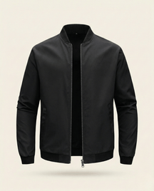 St. Martin Co Black Structured Bomber With Ribbed Trim — back view