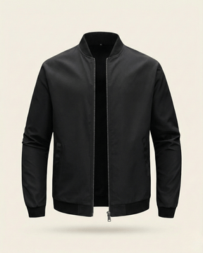 St. Martin Co Black Structured Bomber With Ribbed Trim — back view
