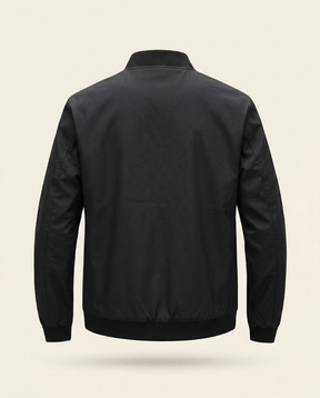 St. Martin Co Black Structured Bomber With Ribbed Trim — detail view