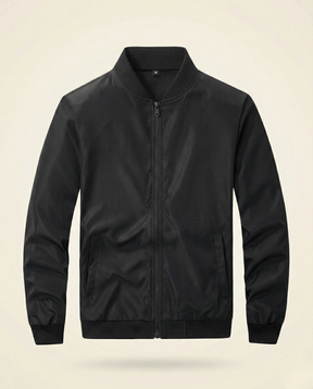 St. Martin Co Black Structured Bomber With Ribbed Trim — detail view