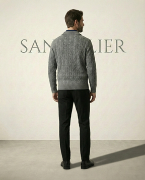 St. Martin Co Grey Cable-Knit Quarter-Zip Pullover — lifestyle view