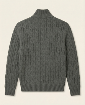 St. Martin Co Grey Cable-Knit Quarter-Zip Pullover — detail view