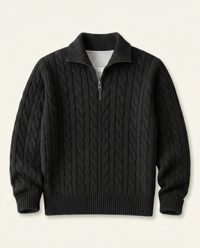 St. Martin Co Grey Cable-Knit Quarter-Zip Pullover — detail view