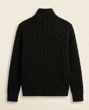 St. Martin Co Grey Cable-Knit Quarter-Zip Pullover — detail view