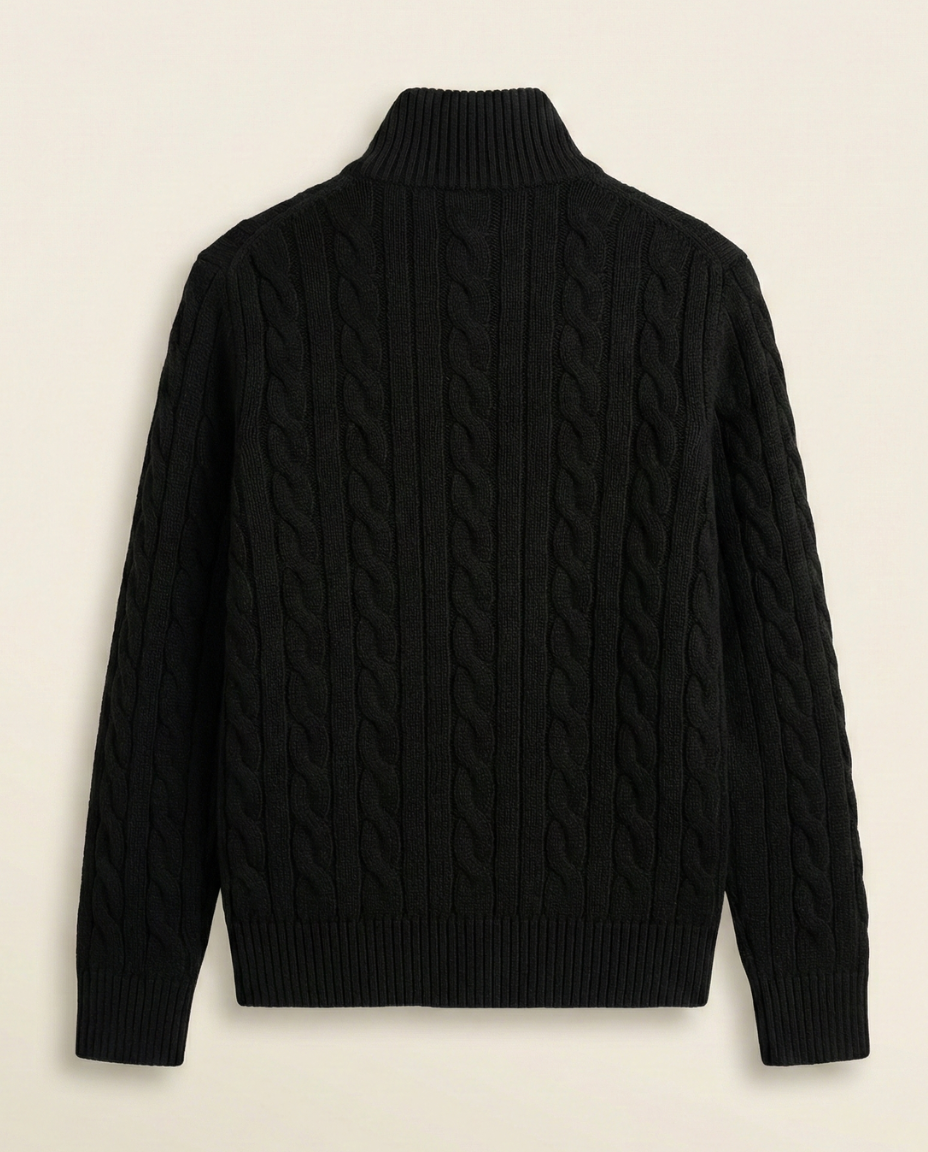 St. Martin Co Grey Cable-Knit Quarter-Zip Pullover — detail view