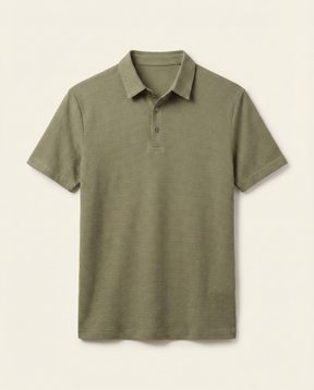 St. Martin Co Charcoal Waffle-Knit Short Sleeve Polo — detail view