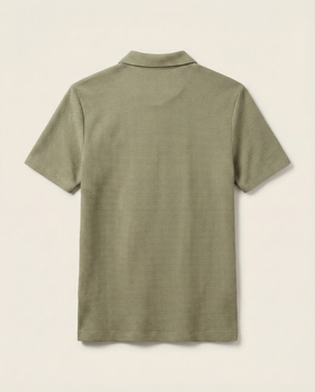 St. Martin Co Charcoal Waffle-Knit Short Sleeve Polo — detail view