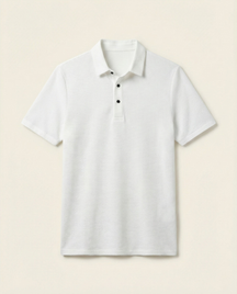 St. Martin Co Charcoal Waffle-Knit Short Sleeve Polo — detail view