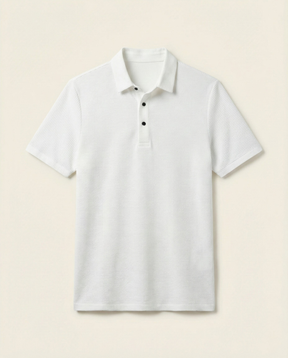 St. Martin Co Charcoal Waffle-Knit Short Sleeve Polo — detail view