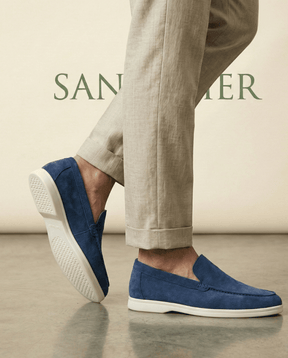 St. Martin Co Suede Slip-On Loafer Cream Rubber Sole — detail view