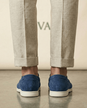 St. Martin Co Suede Slip-On Loafer Cream Rubber Sole — detail view