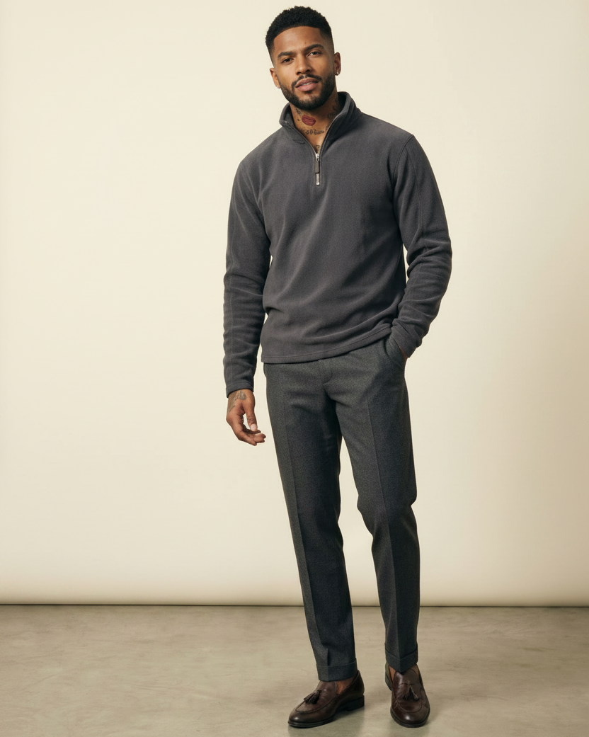 St. Martin Co Slate Fleece Quarter-Zip Pullover — lifestyle view