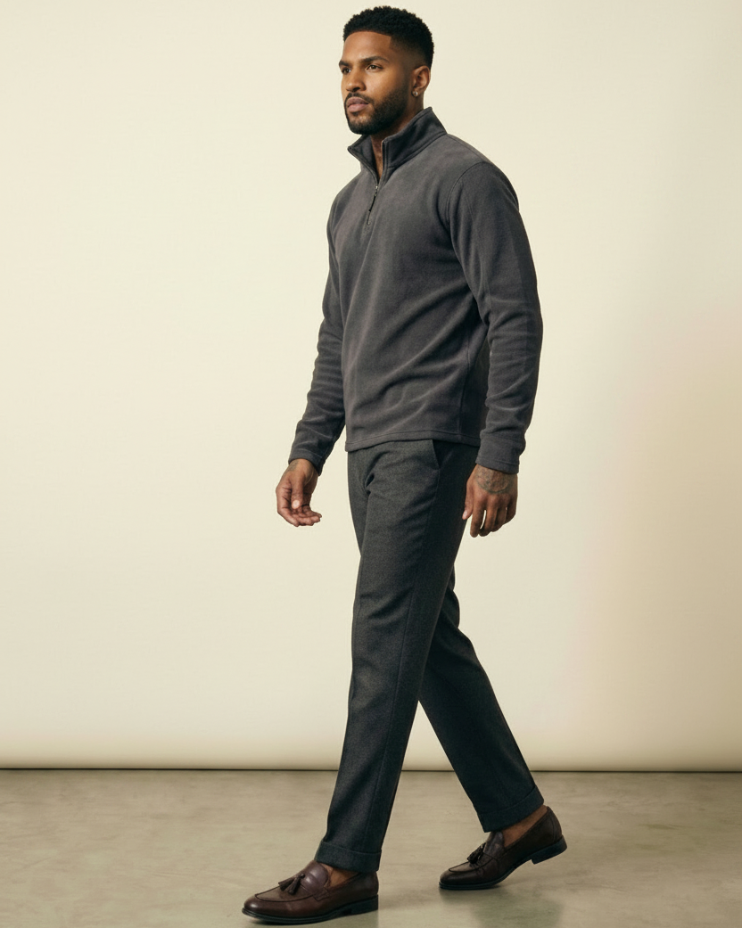 St. Martin Co Slate Fleece Quarter-Zip Pullover — detail view