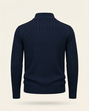 St. Martin Co Ribbed Quarter-Zip Knit in Stone — detail view