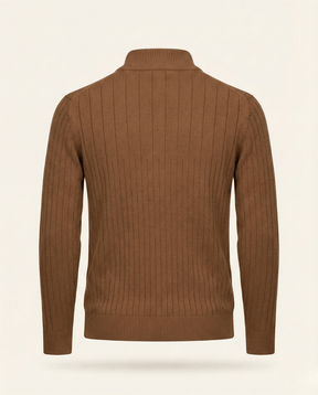 St. Martin Co Ribbed Quarter-Zip Knit in Stone — detail view