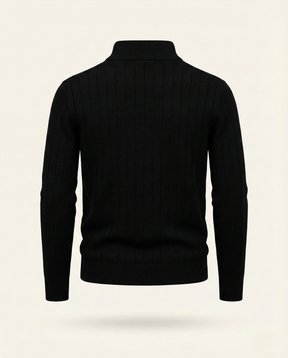 St. Martin Co Ribbed Quarter-Zip Knit in Stone — detail view