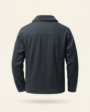 St. Martin Co Tan Canvas Sherpa-Lined Trucker Jacket — detail view