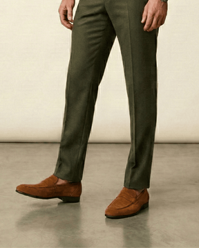 St. Martin Co Tan Suede Penny Loafer Flat Sole — detail view