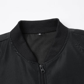St. Martin Co Black Structured Bomber With Ribbed Trim — detail view