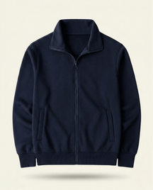 St. Martin Co Navy Full-Zip Stand Collar Fleece Jacket — front view