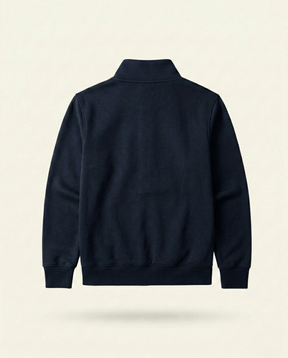 St. Martin Co Navy Full-Zip Stand Collar Fleece Jacket — lifestyle view