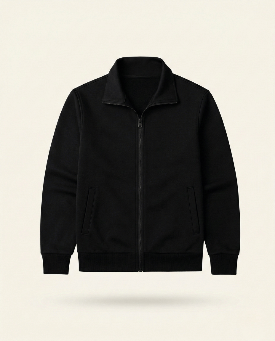 St. Martin Co Navy Full-Zip Stand Collar Fleece Jacket — detail view