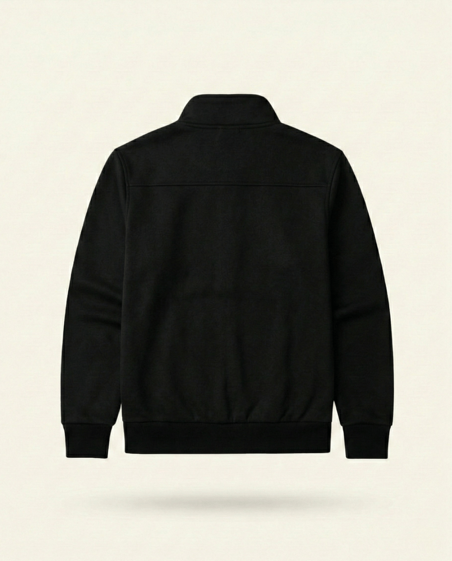 St. Martin Co Navy Full-Zip Stand Collar Fleece Jacket — detail view